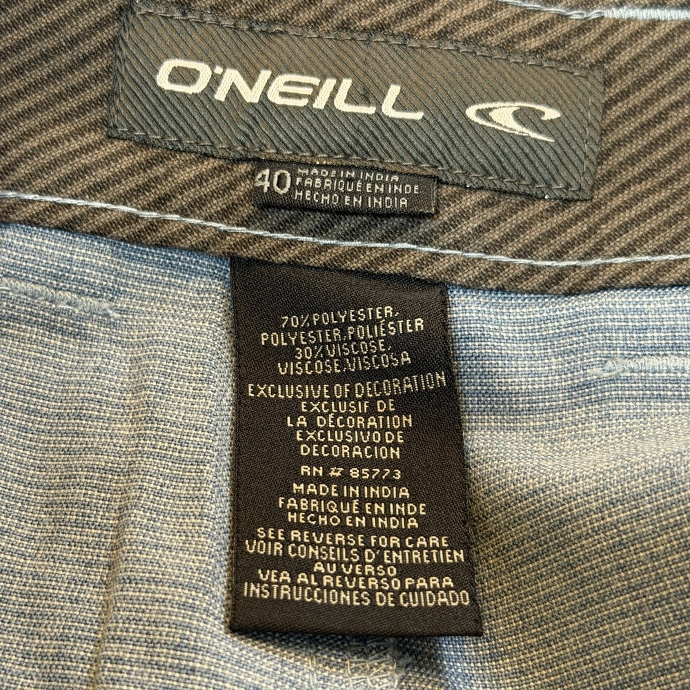 O'Neill Chino Shorts Mens Size 40 Light Blue Pin Stripe Flat Front Preppy - Picture 5 of 7